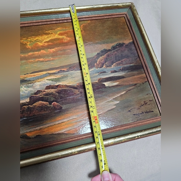 Sunset Beach Landscape Painting with Gold Frame - Picture 10 of 10